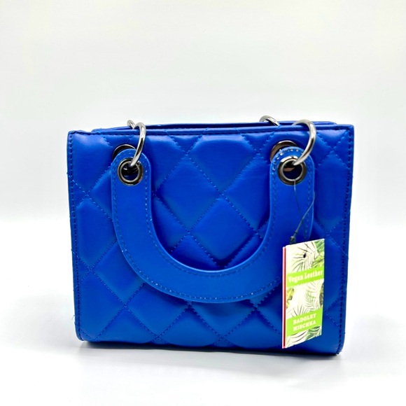 Badgley Mischka Royal Blue Small Quilted Hand Tote - Picture 2 of 2
